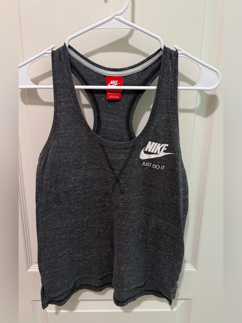Nike Dark Gray Racerback Tank with White Logo Tag